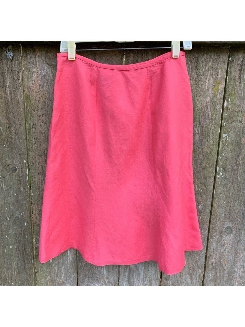 KASPER coral linen a line midi skirt spring summer fall petite new no tags